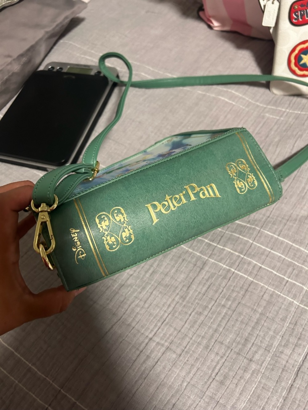 Loungefly Green and Blue Peter Pan Book-Style Crossbody Bag - Picture 6 of 13